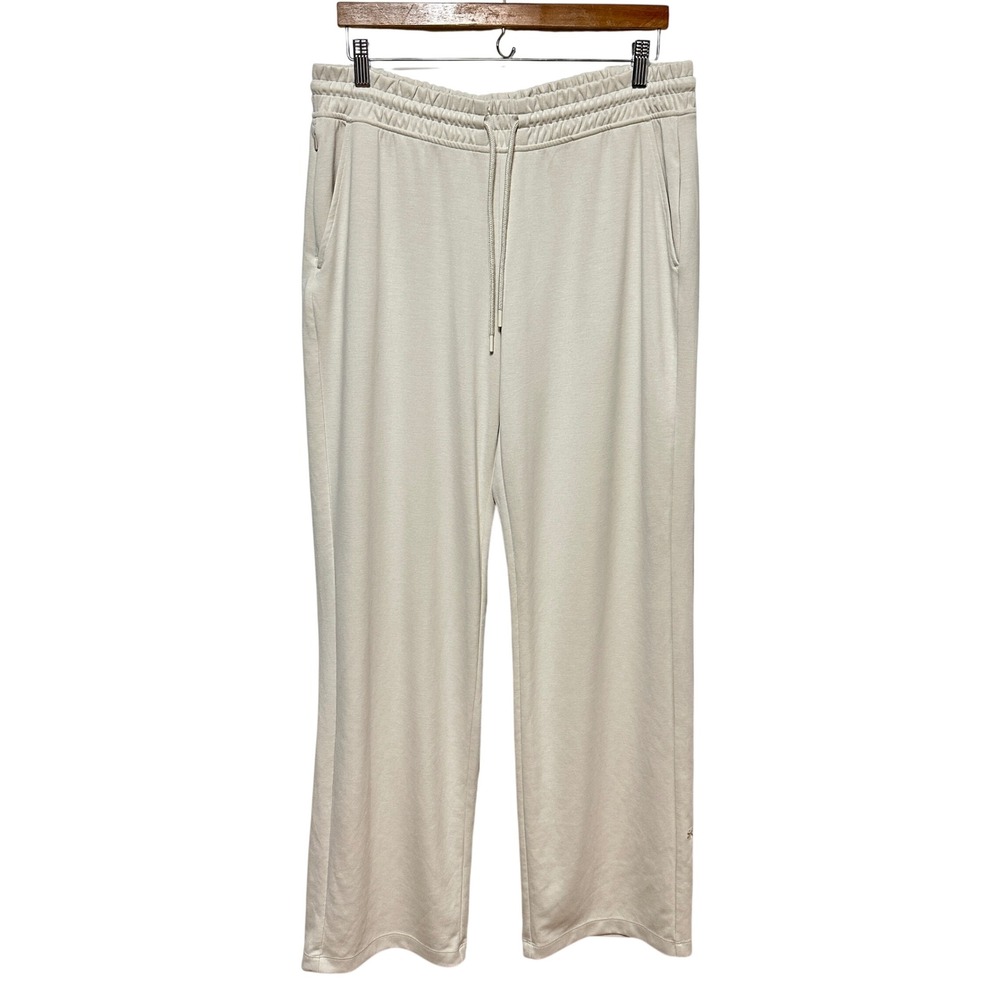 Athleta Seasoft Wide Leg Pants Women Large Tall Cream Tencel Lounge 472259